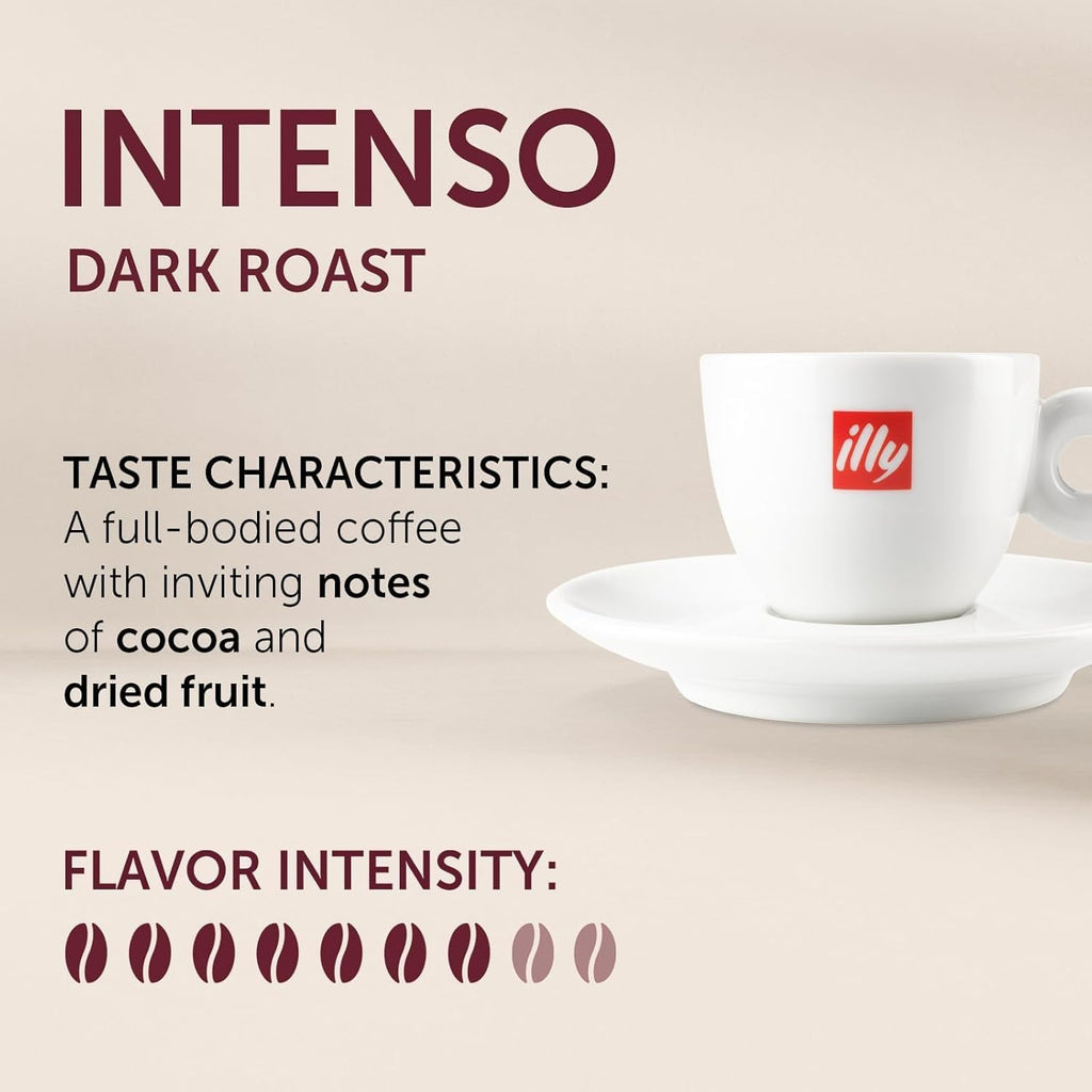 illy Coffee ESE Capsules, Intenso Dark Roast Coffee Pods, 100% Arabica, Premium Italian Blend, Single Serve 18 Count, 12 Pack