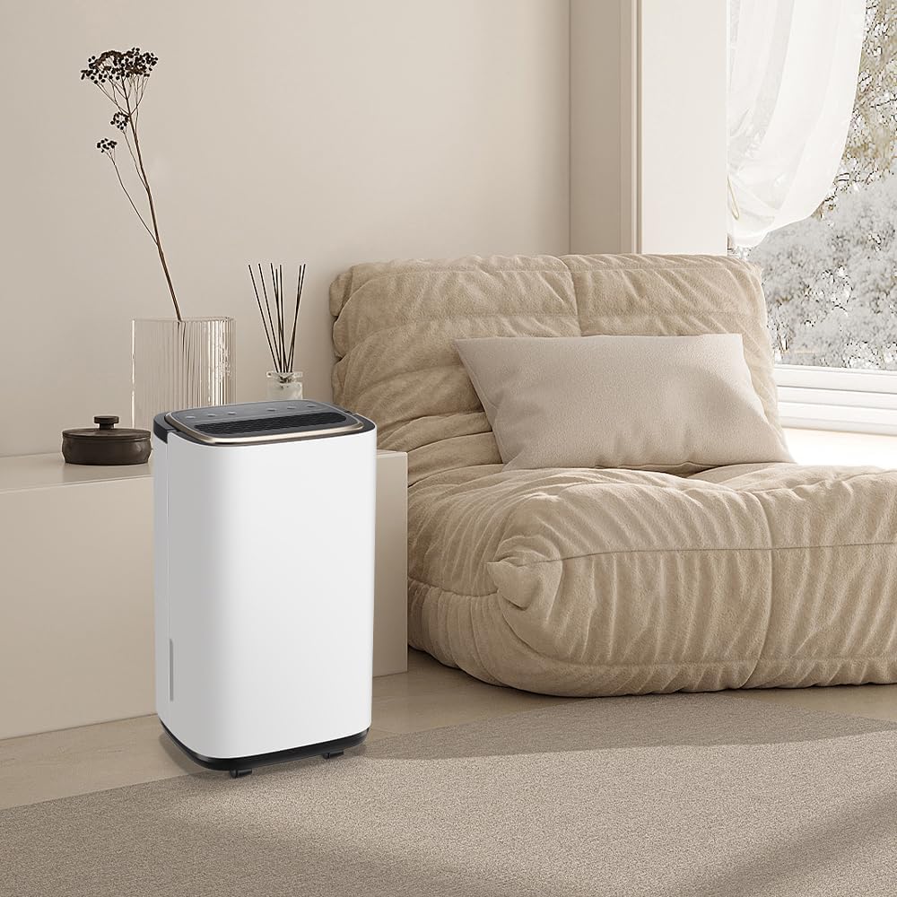 WANAI 30 Pints Dehumidifier for Basements with Drain Hose, 2500 Sq.Ft Dehumidifiers Auto Drain or Manual Drainage, Small Dehumidifier for Home Bedroom Bathroom with 2.2L Water Tank, 3 Modes, 24Timer