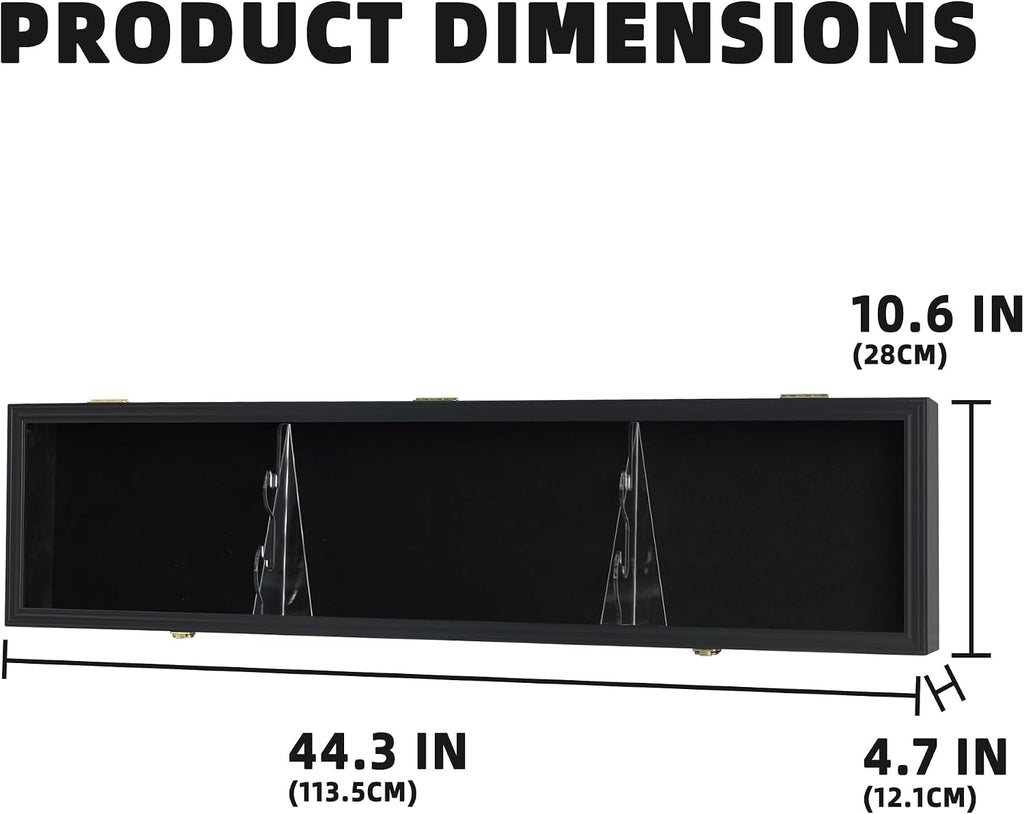 Sword Display Case Cabinet Stand Holder Wall Rack Holds Military Saber or Samurai Sword Lockable UV Protection Door Black Felt Inside (Black Finish Frame)