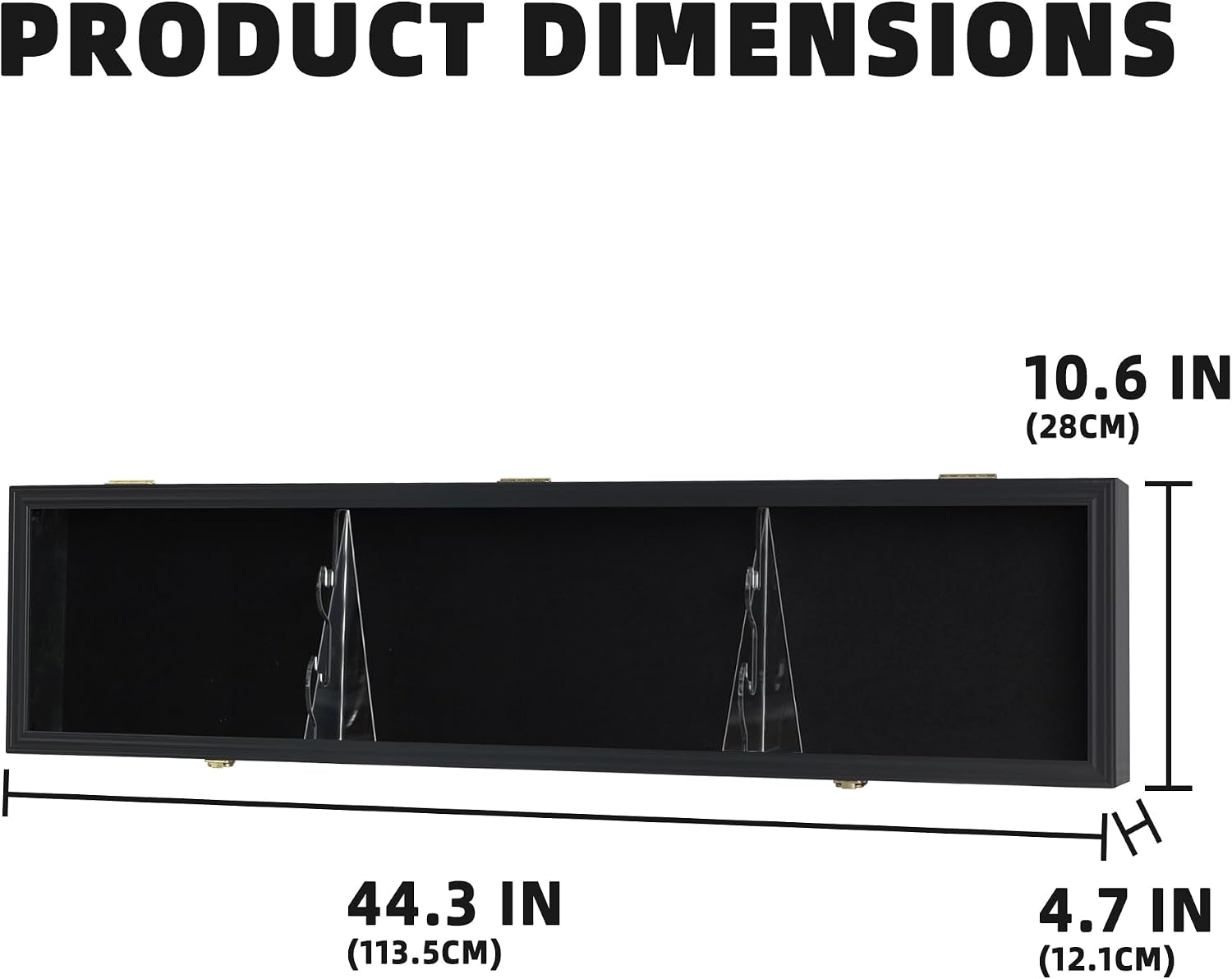 Sword Display Case Cabinet Stand Holder Wall Rack Holds Military Saber or Samurai Sword Lockable UV Protection Door Black Felt Inside (Black Finish Frame)