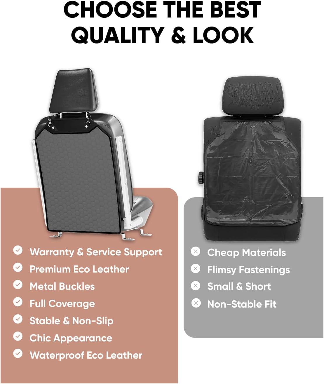 Owleys Kick Mat Back Seat Protector - Car Back Seat Cover for Kids Feet - Waterproof & Sturdy Protector for Upholstery from Dirt, Mud, Scratches and Stain (Gray Set)