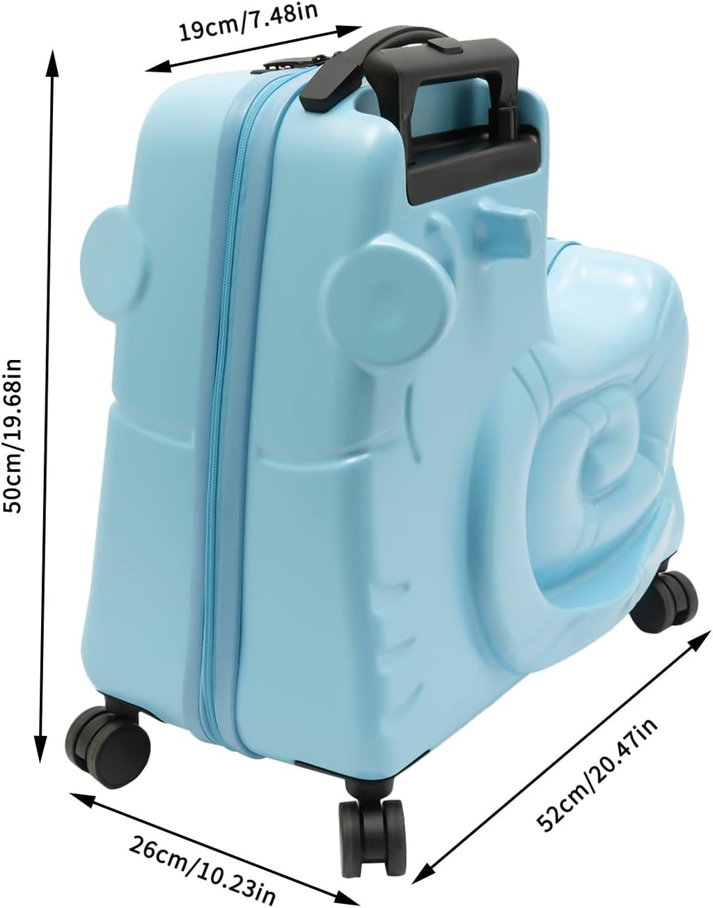 Blue 20-Inch Kids Ride-On Luggage with Spinner Wheels, Sit-On Carry-On Trolley Suitcase, Toddler Travel Trunk with Password Lock, Lightweight Cabin Case for Boys Girls, Under-Seat Size, Ride Box