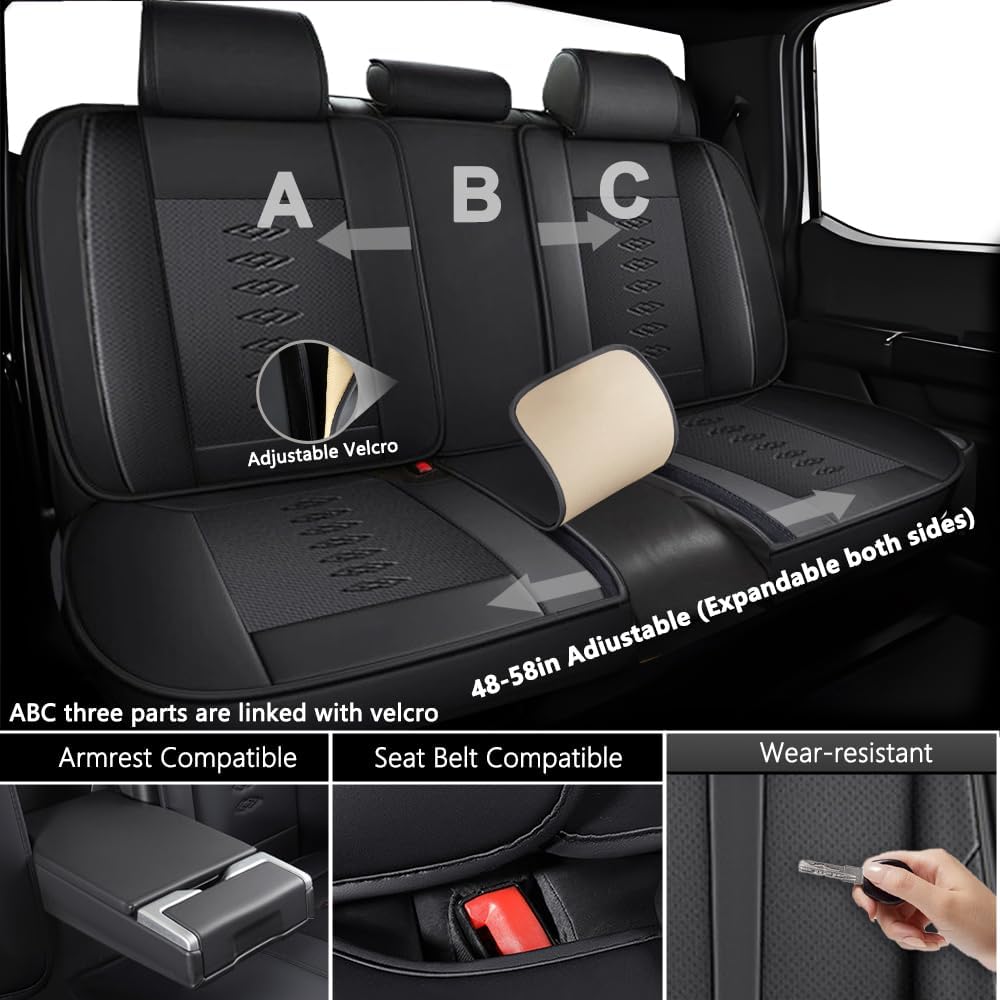 Full Set Seat Covers for Honda CR-V 2007-2025 2026,Leather Car Seat Covers,Soft Interior Accessories Seat Cushion Cover,Waterproof Automobile Seat Protectors for CR-V(Black,Deluxe)