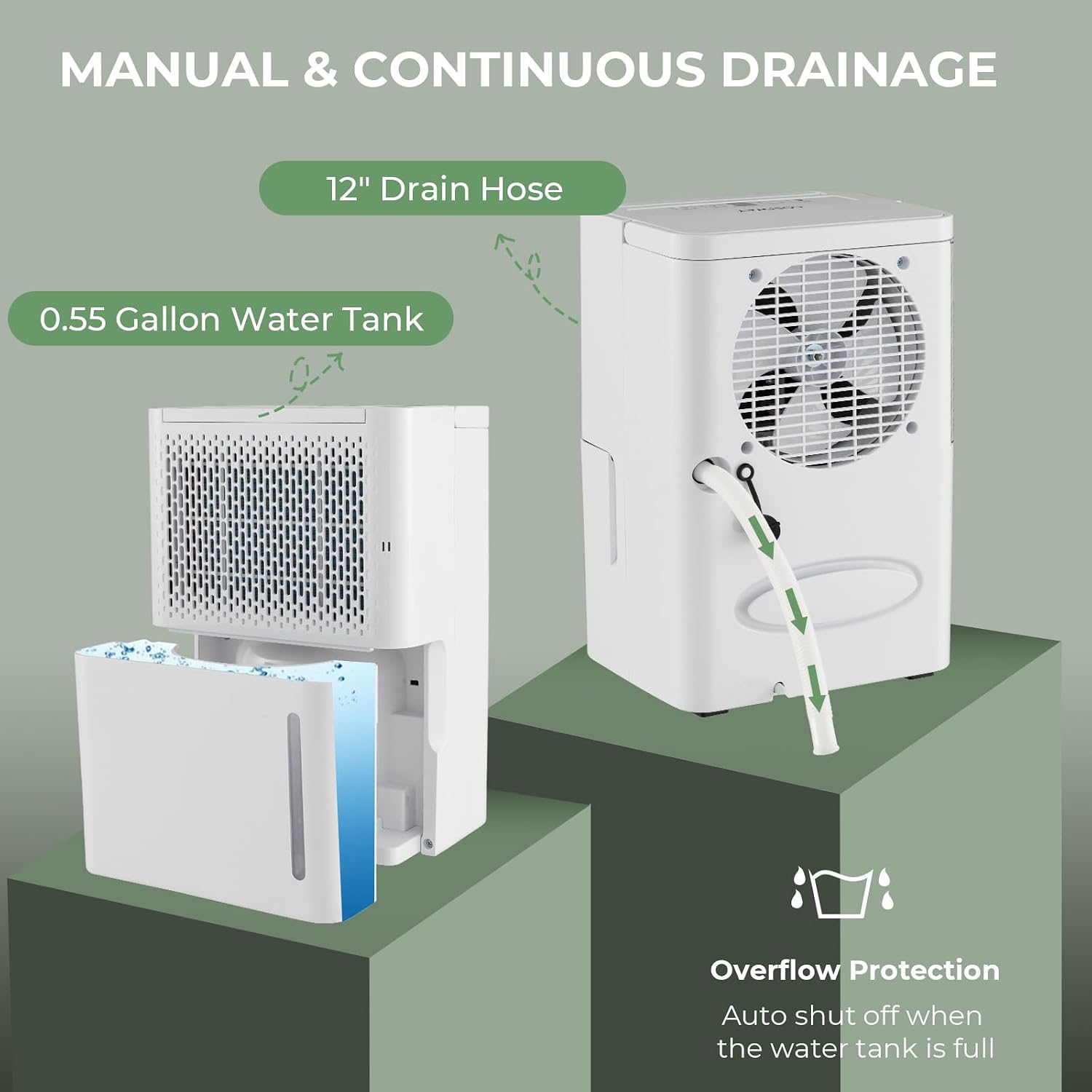 COSTWAY 2000 Sq. Ft Dehumidifier for Basement, 32 Pint Quiet & Energy Efficient Dehumidifier with Continuous/Drying/Auto Mode, 24H Timer, Drain Hose & Portable Handle for Bathroom Bedroom