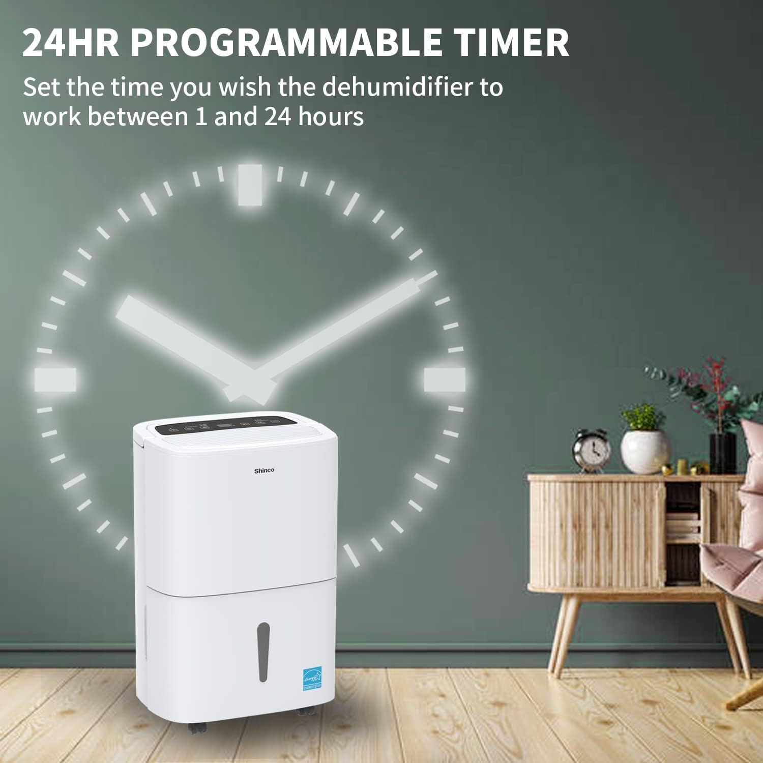 Shinco 7,000 Sq.Ft Energy Star Dehumidifier with Pump and WIFI, Ideal for Large Industrial Rooms and Home Basements, Efficient Moisture Removal and Humidity Control, 1.85 Gallons Water Tank