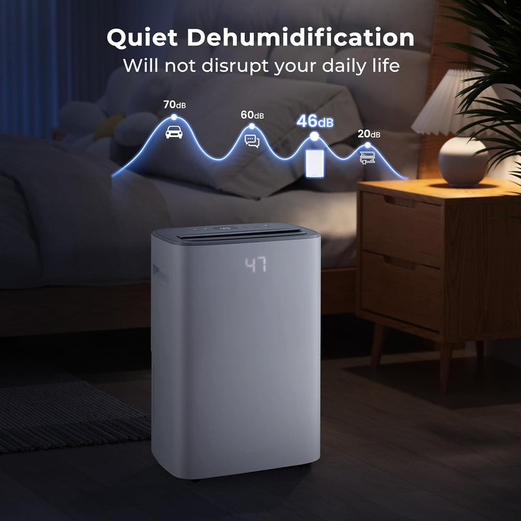 4500 Sq. Ft Dehumidifier for Basement, 52 Pint Garage Dehumidifier for Home, Bedroom & Bathroom with Drain Hose, Smart Humidity Control & Display, 3 Modes, 24H Timer & Auto Defrost