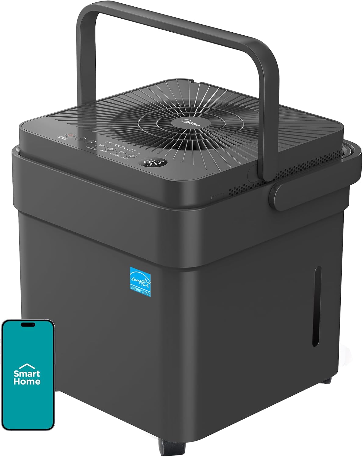 Midea Cube 35 Pint Dehumidifier for Basement and Rooms at Home for up to 3,500 Sq. Ft., Smart Control, Compatible with Alexa (Grey), Drain Hose Included