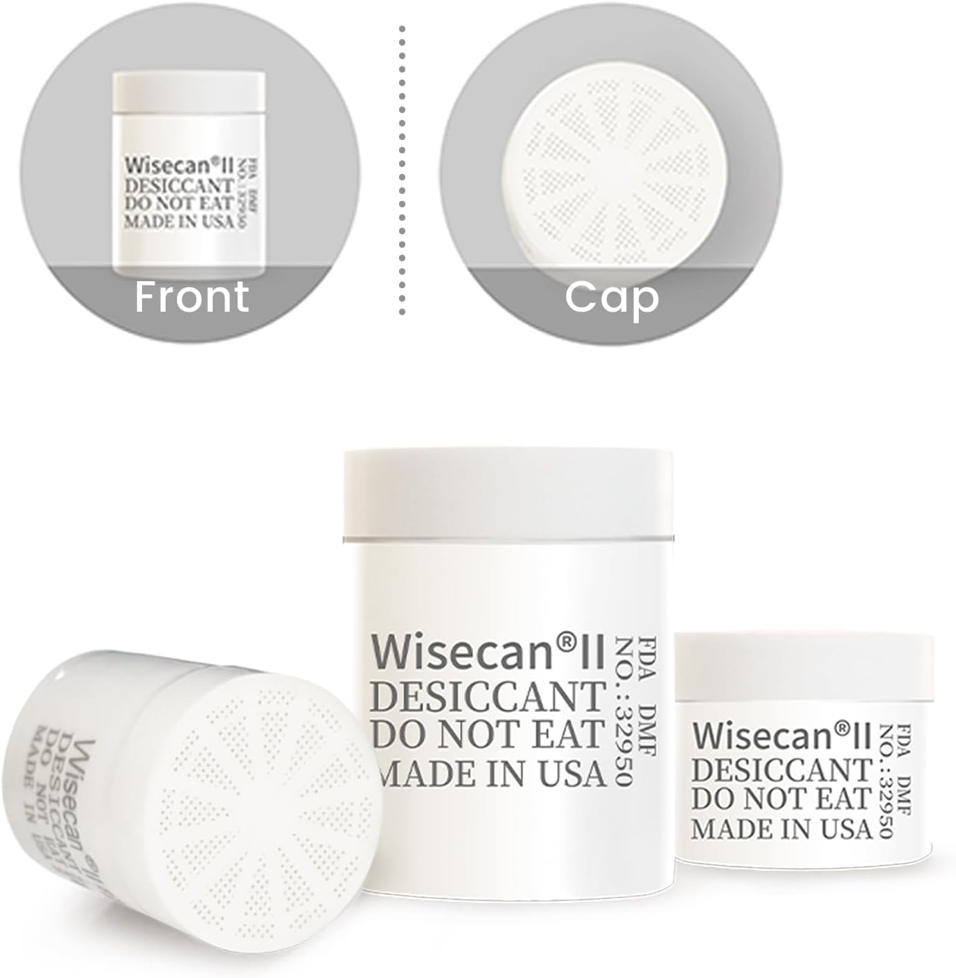 Wisesorb 2 Gram 2500 Pack Silica Gel Canister, Desiccant Canister, Silica Gel Capsules, Desiccant Capsules, Moisture Absorbers for Food Storage, Food Safe Dehumidifiers Wisecan