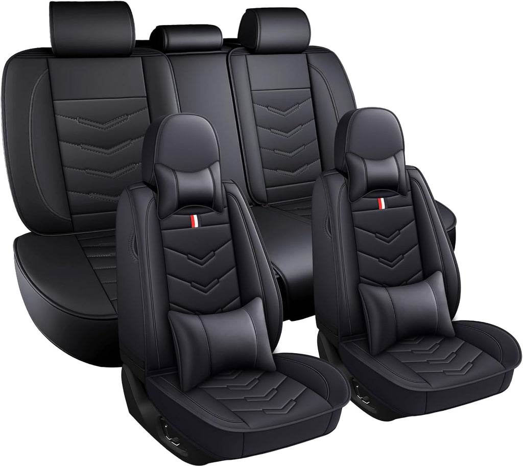 Car Seat Covers Fit for Toyota Highlander 2001-2025, Leather Seat Covers for Car, Waterproof Non-Slip Durable Car Seat Protector(5 Seats with Pillow,Black)