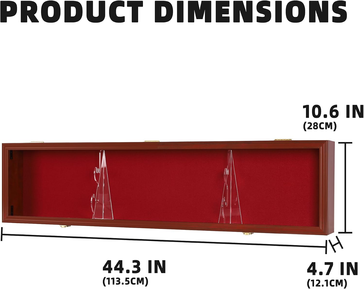 Sword Saber Display Case Cabinet Stand Holder Lightsaber Shadow Box Wall Mount Lockable with 98% UV Protection Red Color Felt (Mahogany Finish)