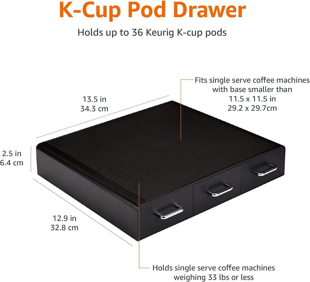 Amazon Basics K-Cup Compatible Coffee Pod Storage Drawer, 3 Easy-Open Drawers, 36 Pod Capacity, Black (Pack of 6)