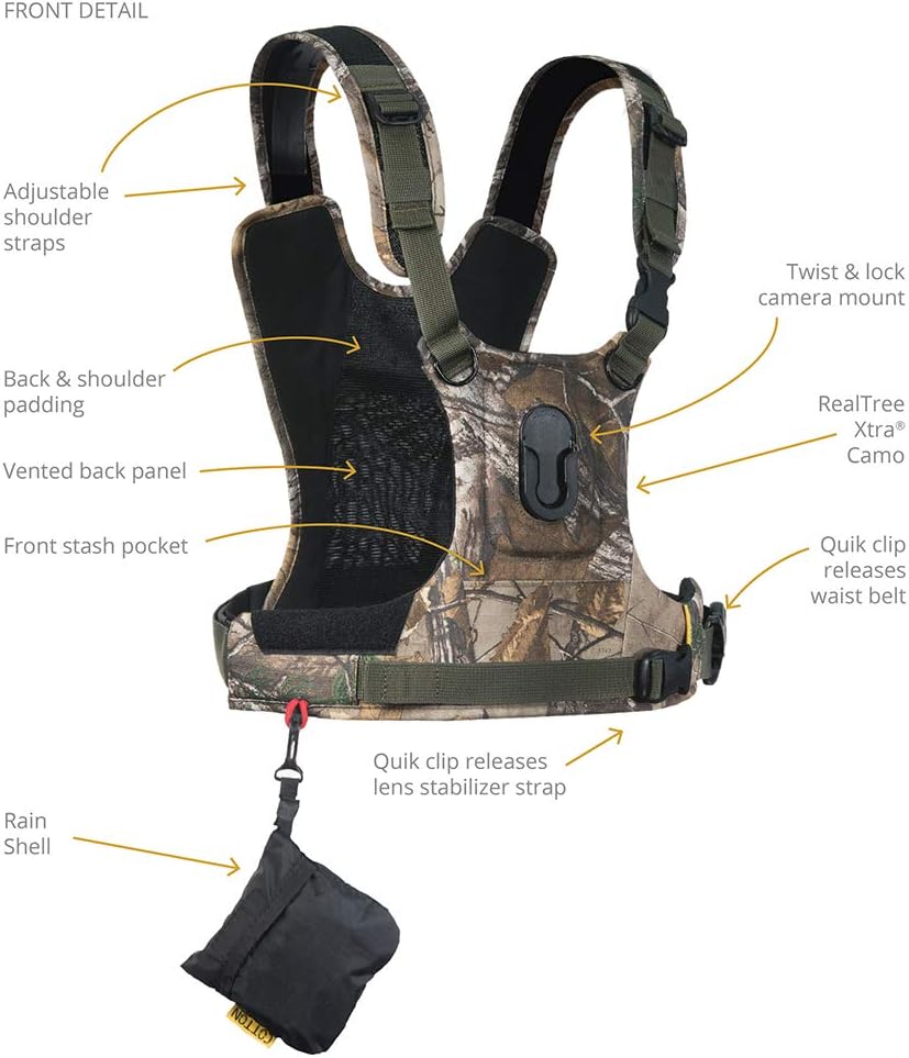Cotton Carrier CCS G3 Camera Harness System for One Camera, Camo, 1 Camera