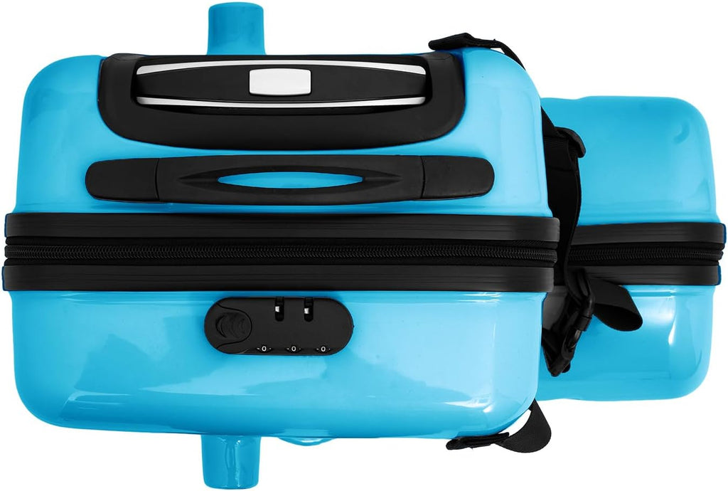 20' Kids Luggage, Rolling Kids Travel Suitcase with Seat and Safety Belt, Children's Ride for Toddler Ages 3-6(Blue)