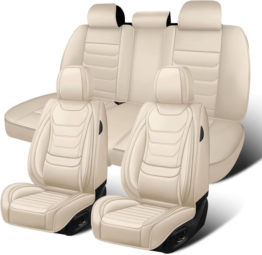 Fit for Jeep Gladiator 2020-2025 Custom Seat Covers, PU Leather Car Seat Covers, Full Coverage Protection, Thick Cushioning Seat Protectors(Standard Full Set/Beige)