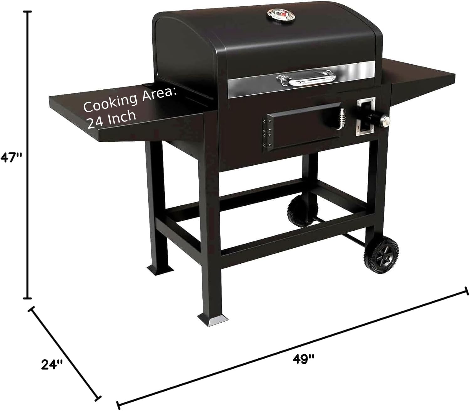 Gas One Charcoal Grill – 24-inch BBQ Charcoal Grill – Charcoal Smoker with Multiple Tier Heat Control – Outdoor Grill for Camping, Picnic, Patio, Backyard Barbecue, Outdoor Cooking