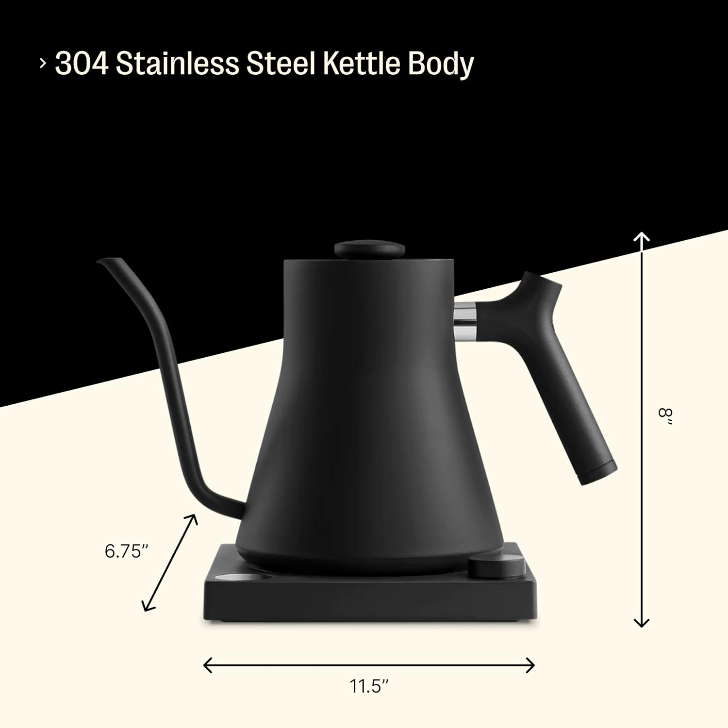 Fellow Stagg EKG Electric Gooseneck Kettle - Pour-Over Coffee and Tea Kettle - Stainless Steel Water Boiler - Quick Heating for Boiling Water - Matte Black