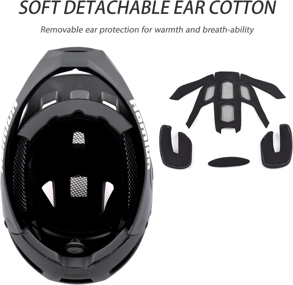 Lixada Cycling Helmet for Adults Full Face Bike Helmet Adult Cycling Helmet with Detachable Chin Guard and Visor for Mountain Biking 54-61 cm