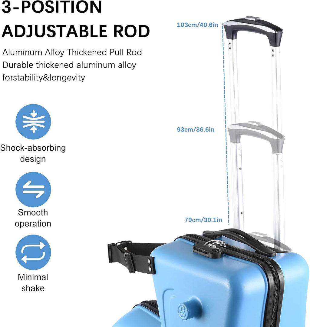 22' Ride on Suitcase for Kids Holds 110 Lbs,with Spinner Wheels,Telescoping Handle,Password Lock and Safety Belt,Rides On Suitcase for Kid Ages 2-4 (Blue)