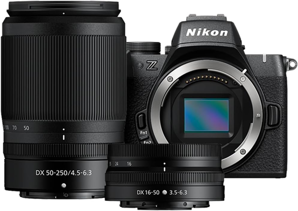 Nikon Z50II Mirrorless Camera 4K DX Body with 2 Lens Kit 16-50mm + 50-250mm VR 1788 | Official Nikon USA Partner Model | Bundle with Deco Gear Backpack +LED + 2 Pack 64GB Memory Cards & Accessories