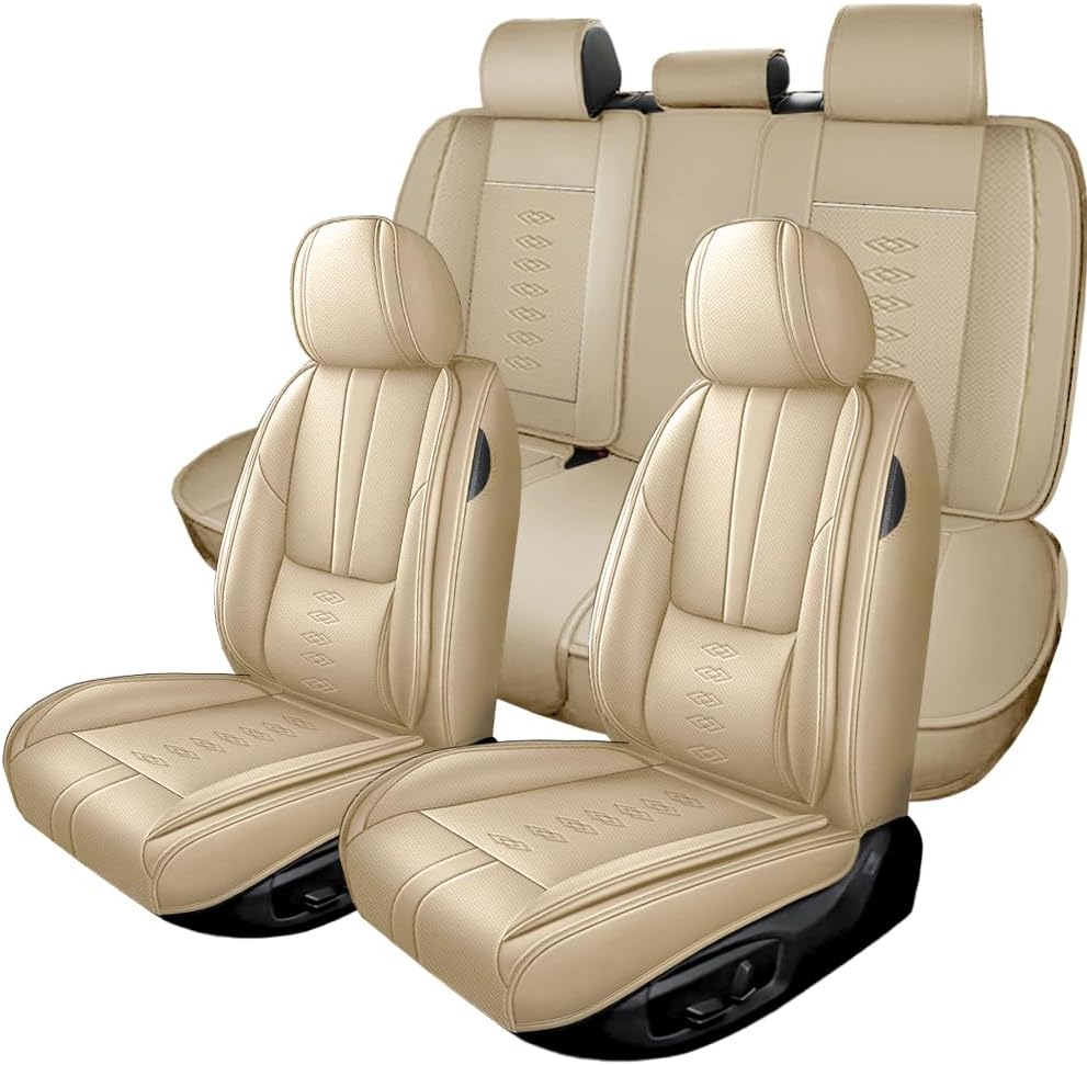 Full Set Seat Covers for Chevrolet 1500 1988-1999,Pick-up Truck Car Seat Cover,Truck Seat Cushion Covers with Airbag,Waterproof Automobile Seat Protectors for 1500(Beige,Standard)