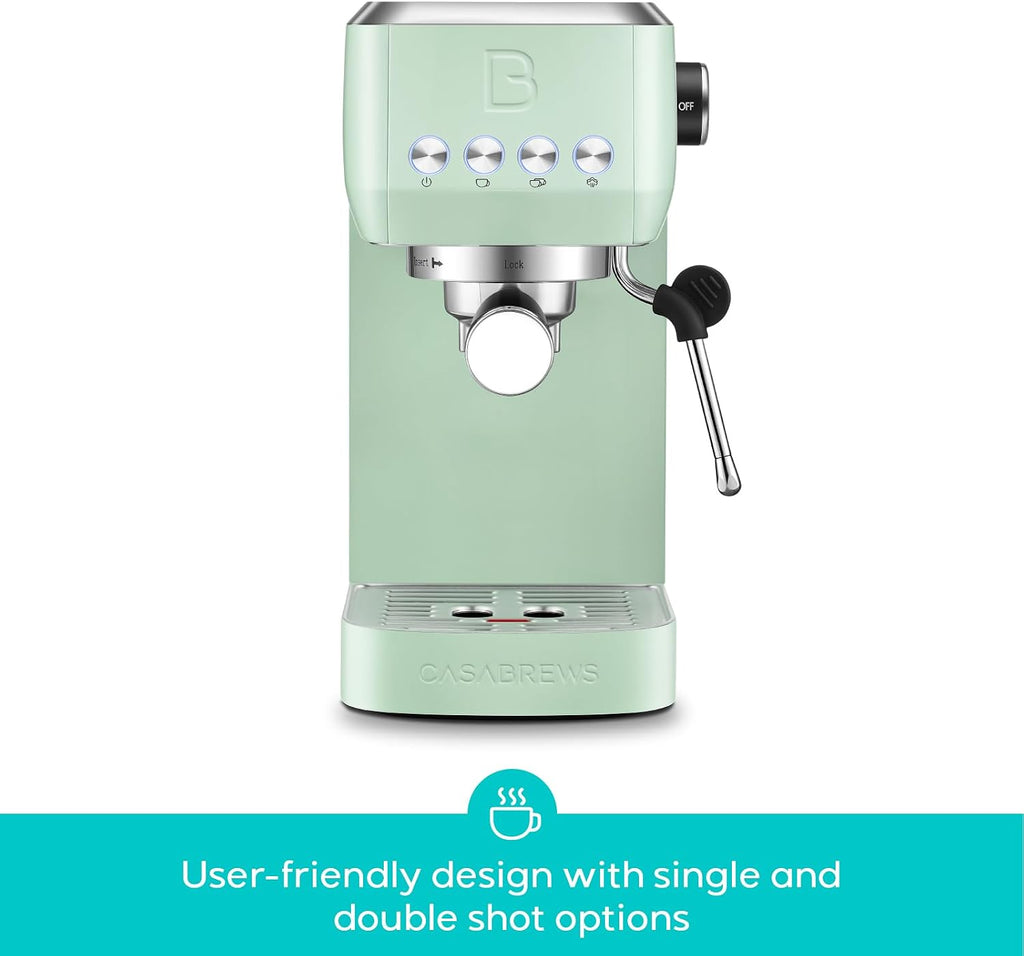 CASABREWS 3700 Essential 20 Bar Espresso Machine, Compact Coffee Maker with Steam Frother, Cappuccino & Latte Maker for Home, 43.9oz Water Tank, Pastel Green