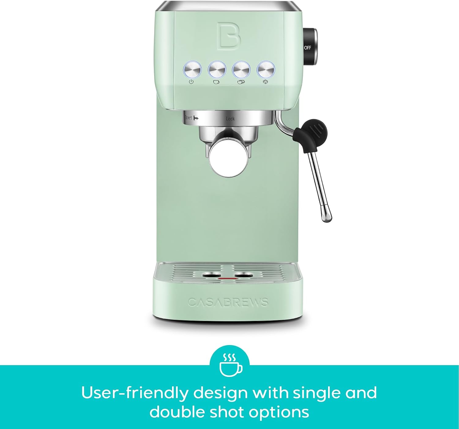 CASABREWS 3700 Essential 20 Bar Espresso Machine, Compact Coffee Maker with Steam Frother, Cappuccino & Latte Maker for Home, 43.9oz Water Tank, Pastel Green
