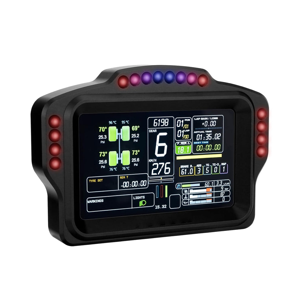 DV480 Pro V5 SimRacing Dashboard-DDU-Display Sim Racing Dash with 5' Screen & 16 RGB LEDs for Simulation Racing Games Accessories
