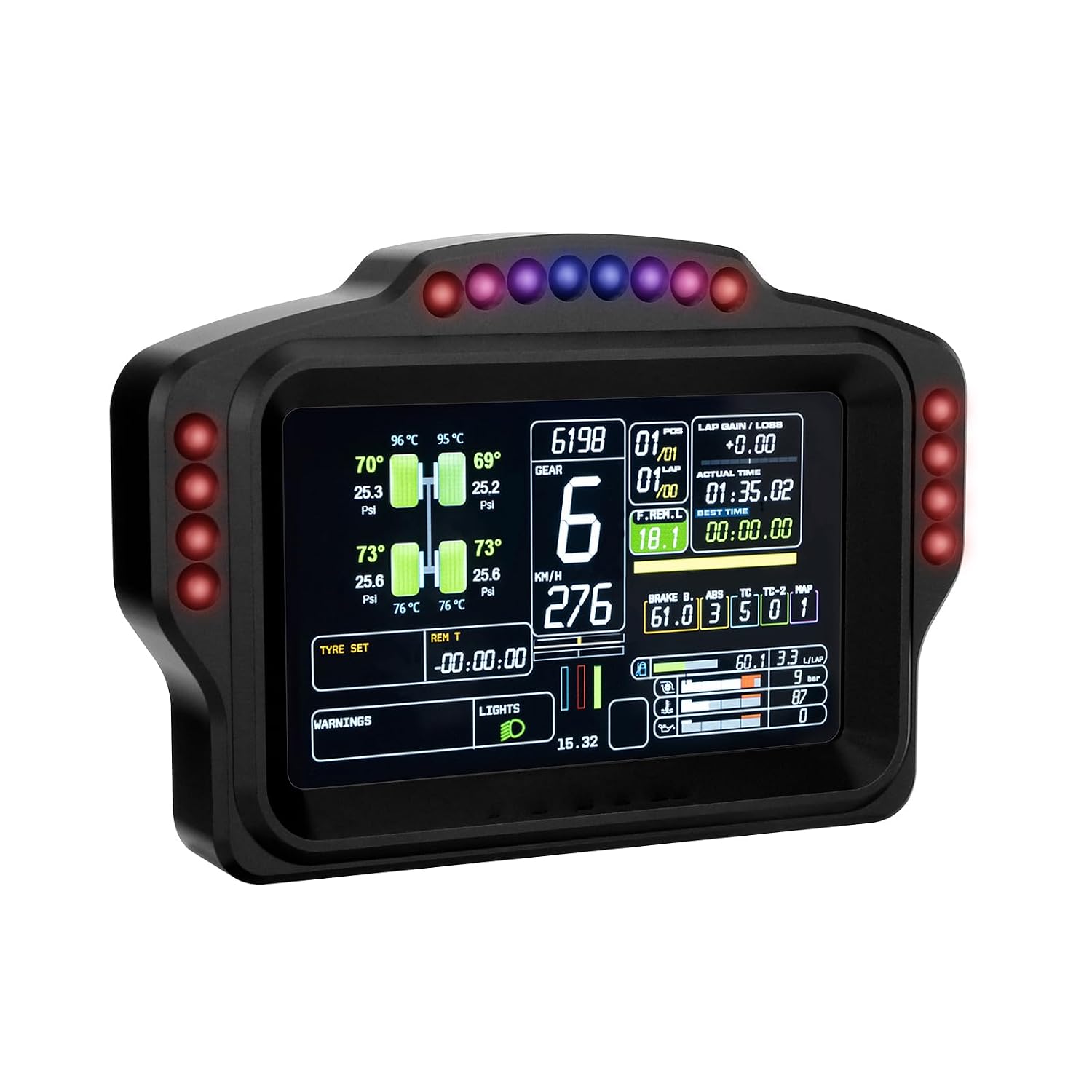 DV480 Pro V5 SimRacing Dashboard-DDU-Display Sim Racing Dash with 5' Screen & 16 RGB LEDs for Simulation Racing Games Accessories