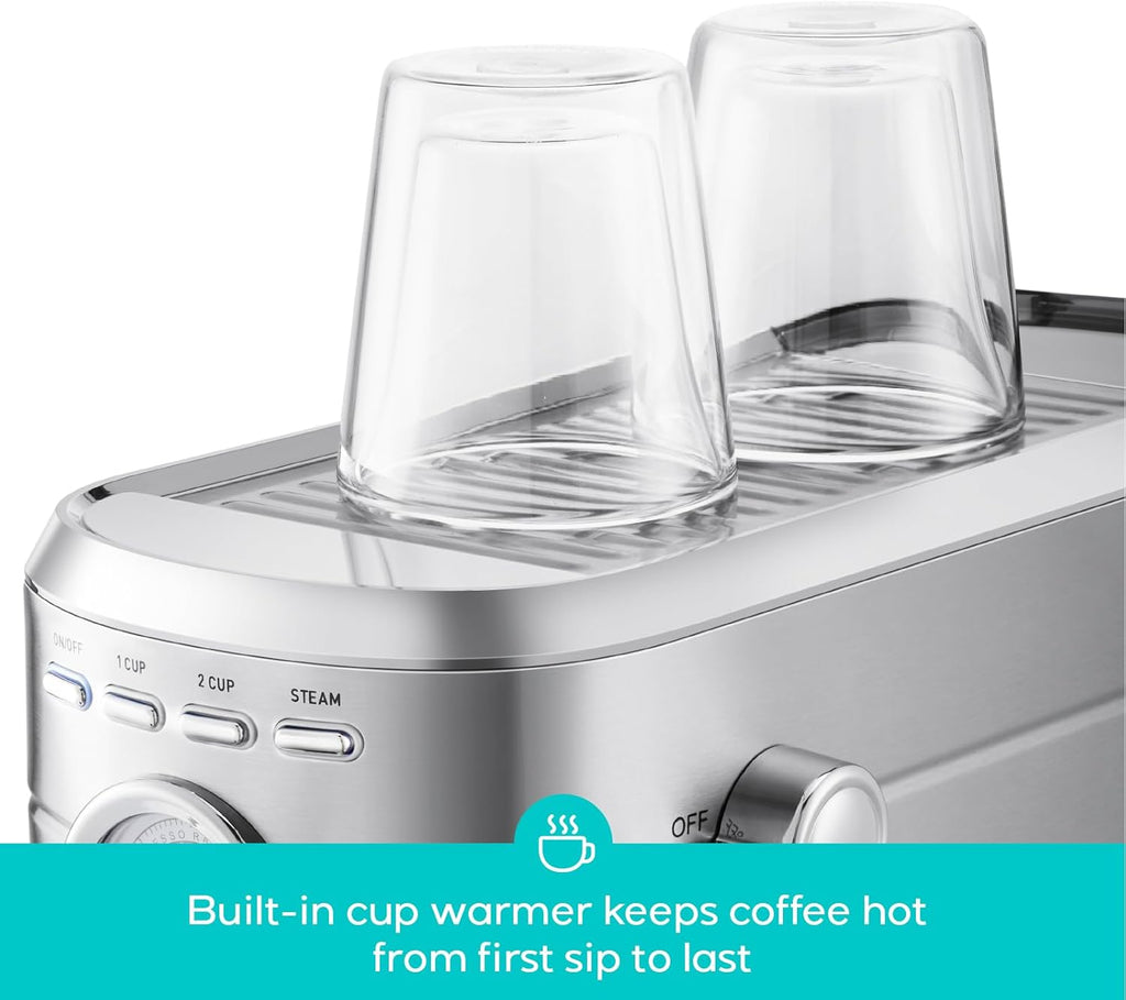 CASABREWS CM5418 Espresso Machine 20 Bar, Compact Espresso Maker with Steam Milk Frother, Stainless Steel Coffee Machine with 34oz Removable Water Tank for Cappuccino, Small Latte Machine, Silver