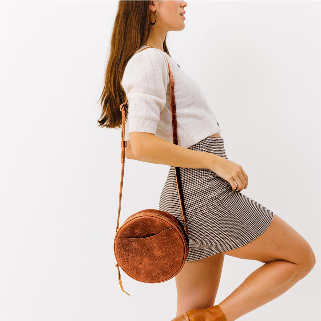 Portland Leather Goods Circle Crossbody Bag for Women – Handmade from the Finest Full-Grain Hides