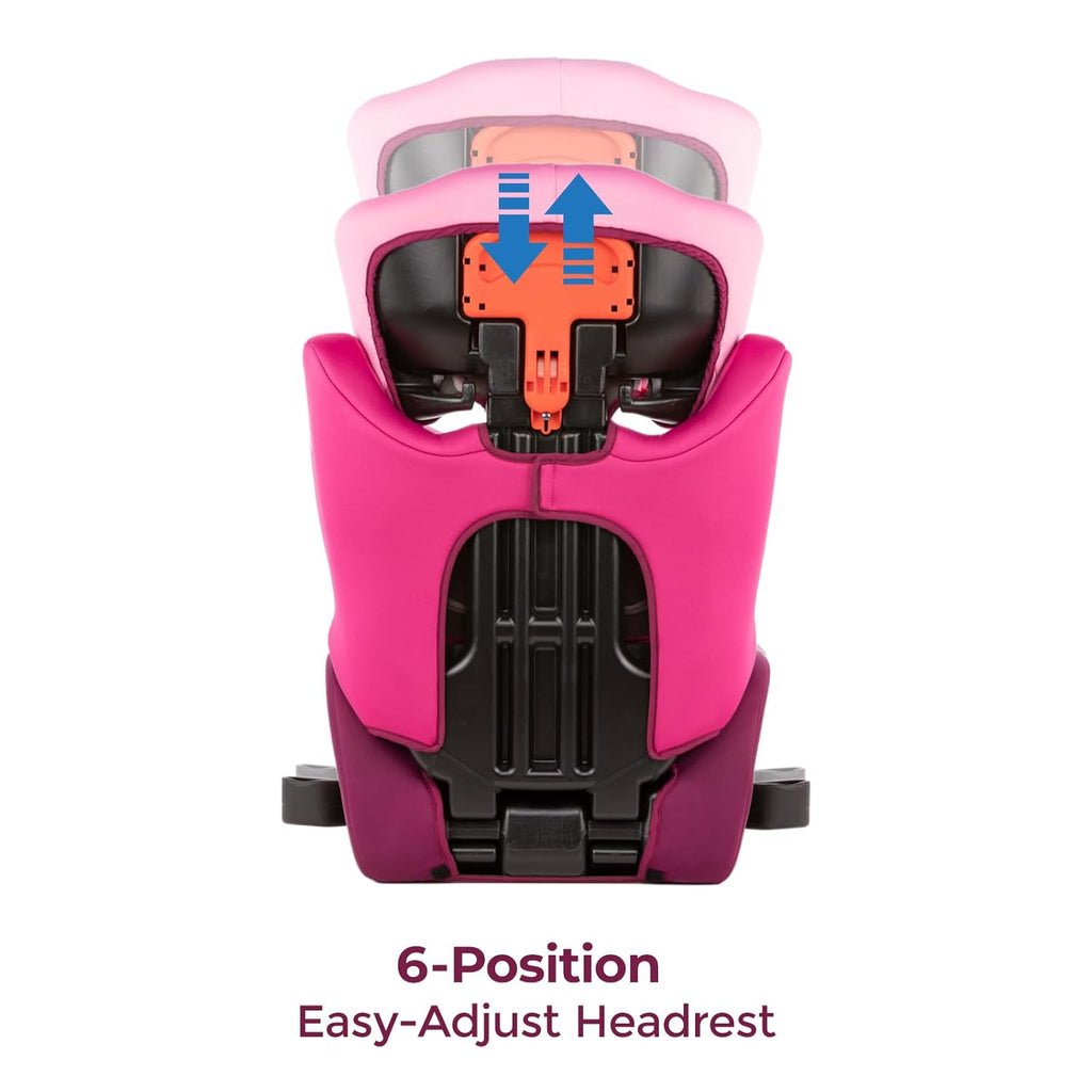 Diono Cambria LE, 2-in-1 Belt Positioning Booster Seat,Backless and High-Back Booster seat for Children from 40—120 lb,17' Wide,6 Headrest Positions,Lightweight with Latch,Pink