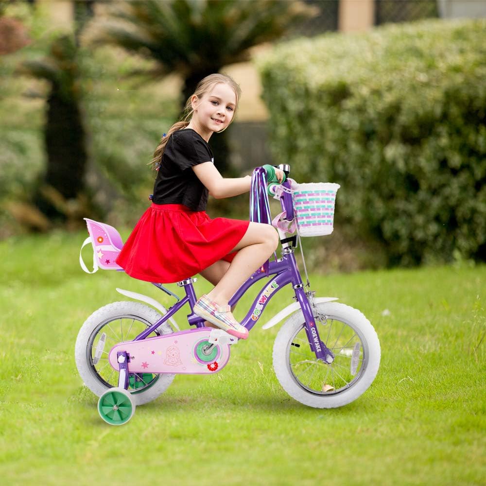 Kid's Bike Steel Frame Children Bicycle Little Princess Style 12-14-16-18-20 Inch with Training Wheel