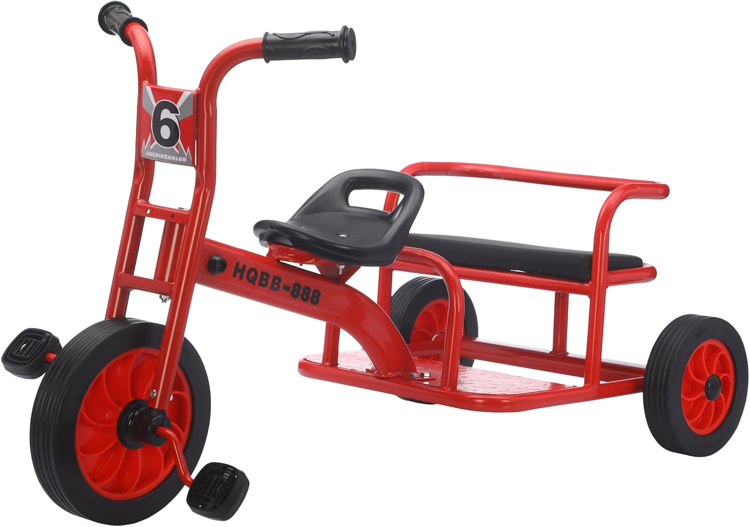 Kids Tricycle for Ages 2-8, Kids Trike Bike, Preschool Daycare Tandem Tricycle with Adjustable Seat, Airless Rubber Tires and Rear Padded Seat, Gift for Boys and Girls