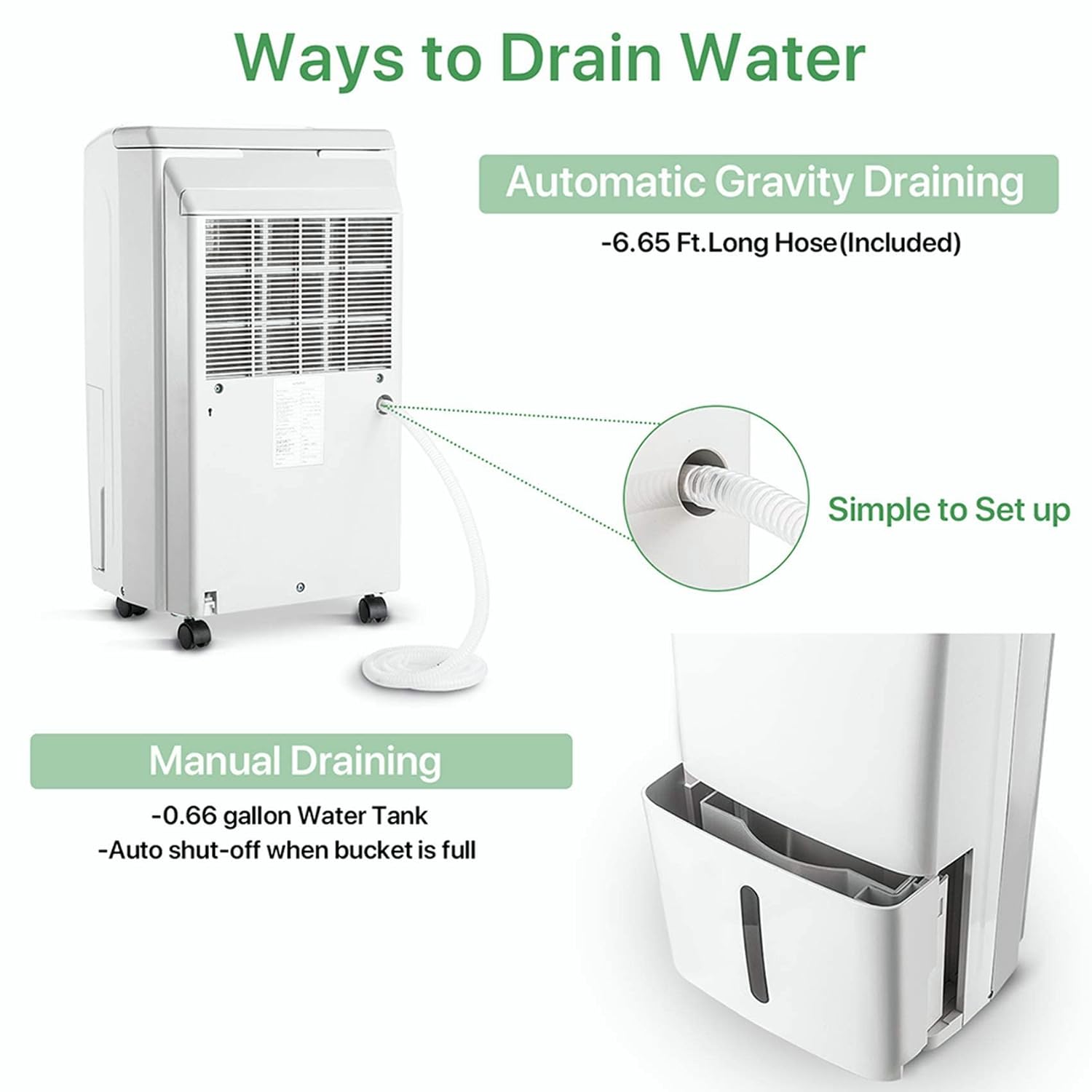 Waykar 34 Pints Energy Star Dehumidifier for Spaces up to 2,000 Sq. Ft at Home, in Basements and Large Rooms with Drain Hose and 0.66 Gallons Water Tank