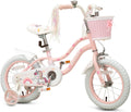 Bixike Princess Style Girls Bike with Basket for 2-13 Years Old Kids and Toddlers, 12 14 16 18 Inch Bicycle for Children with Training Wheels and Streamers, 20 Inch with Kickstand, Multiple Colors