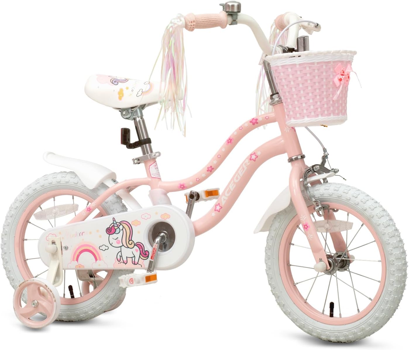 Bixike Princess Style Girls Bike with Basket for 2-13 Years Old Kids and Toddlers, 12 14 16 18 Inch Bicycle for Children with Training Wheels and Streamers, 20 Inch with Kickstand, Multiple Colors