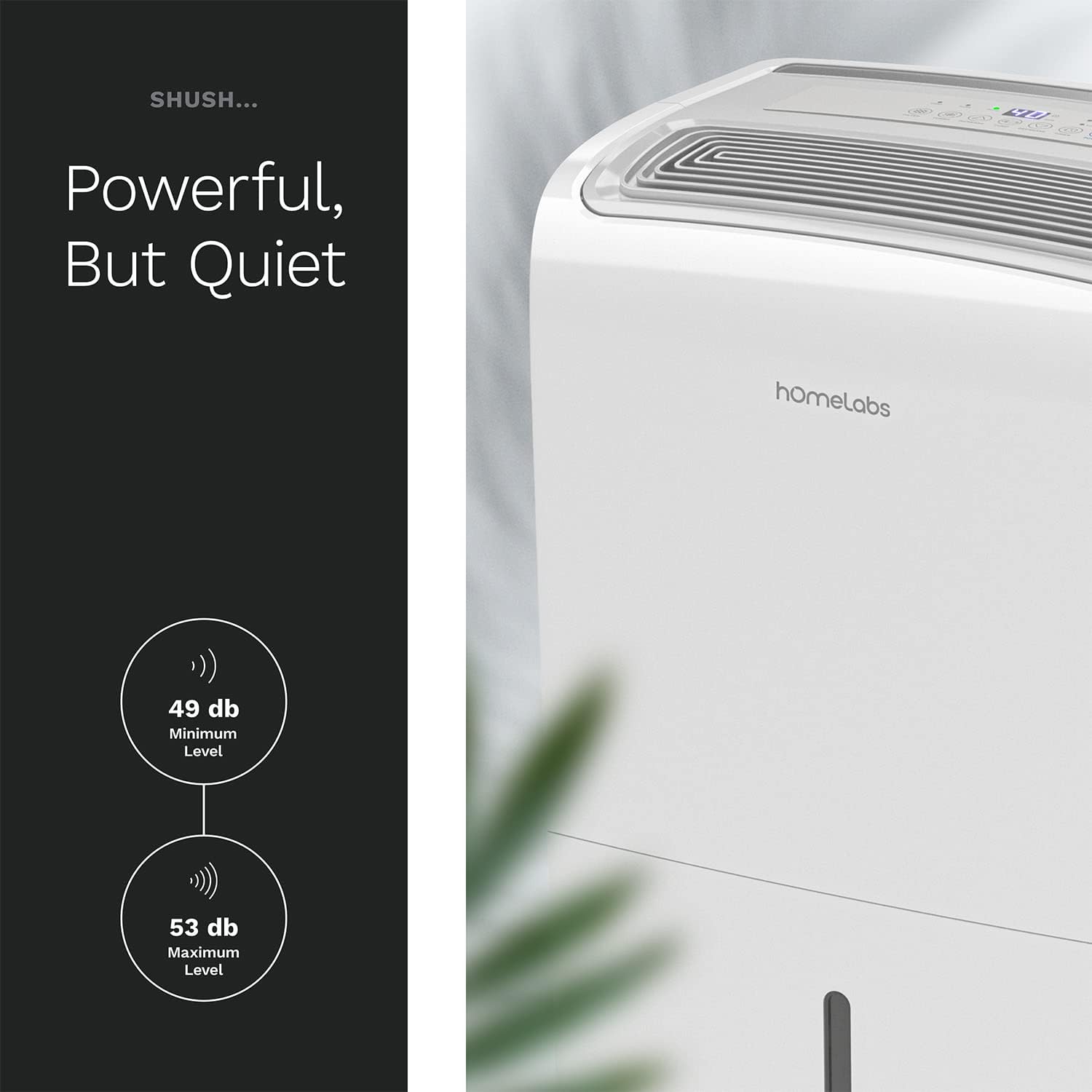hOmeLabs Dehumidifier 6,000 Sq Ft Rooms (40 Pint MAX 104 Pint at 95°F, 90% RH) with Pump for Home, Office, Basements with Powerful Moisture Removal, Humidity Control, Auto Shut-off, Quiet Operation