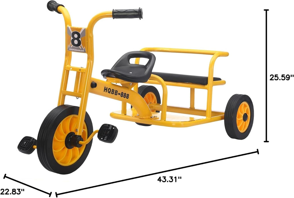 Kids Tricycle for Ages 2-8, Kids Trike Bike with Adjustable Seat, Airless Rubber Tires and Rear Padded Seat, Preschool Daycare Tandem Tricycle, Gift for Boys and Girls