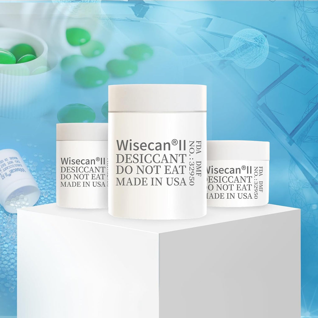 Wisesorb 3 Gram 1500 Pack Silica Gel Canister, Desiccant Canister, Silica Gel Capsules, Desiccant Capsules, Moisture Absorbers for Food Storage, Food Safe Dehumidifiers Wisecan