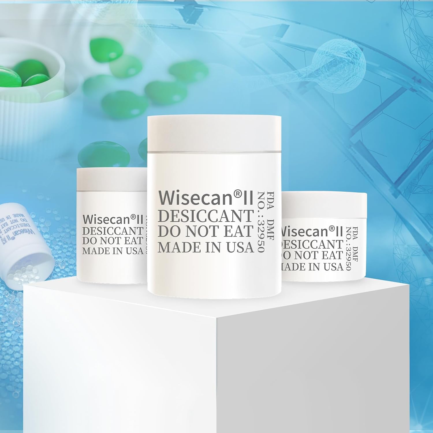 Wisesorb 3 Gram 1500 Pack Silica Gel Canister, Desiccant Canister, Silica Gel Capsules, Desiccant Capsules, Moisture Absorbers for Food Storage, Food Safe Dehumidifiers Wisecan