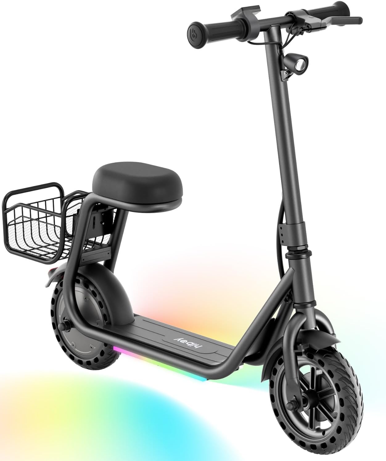 Hiboy Q2 Lite Electric Scooter with Seat for Kids Ages 4–10, LED Lights, UL Certified, 9.3 MPH, 100W Motor, Easy Control