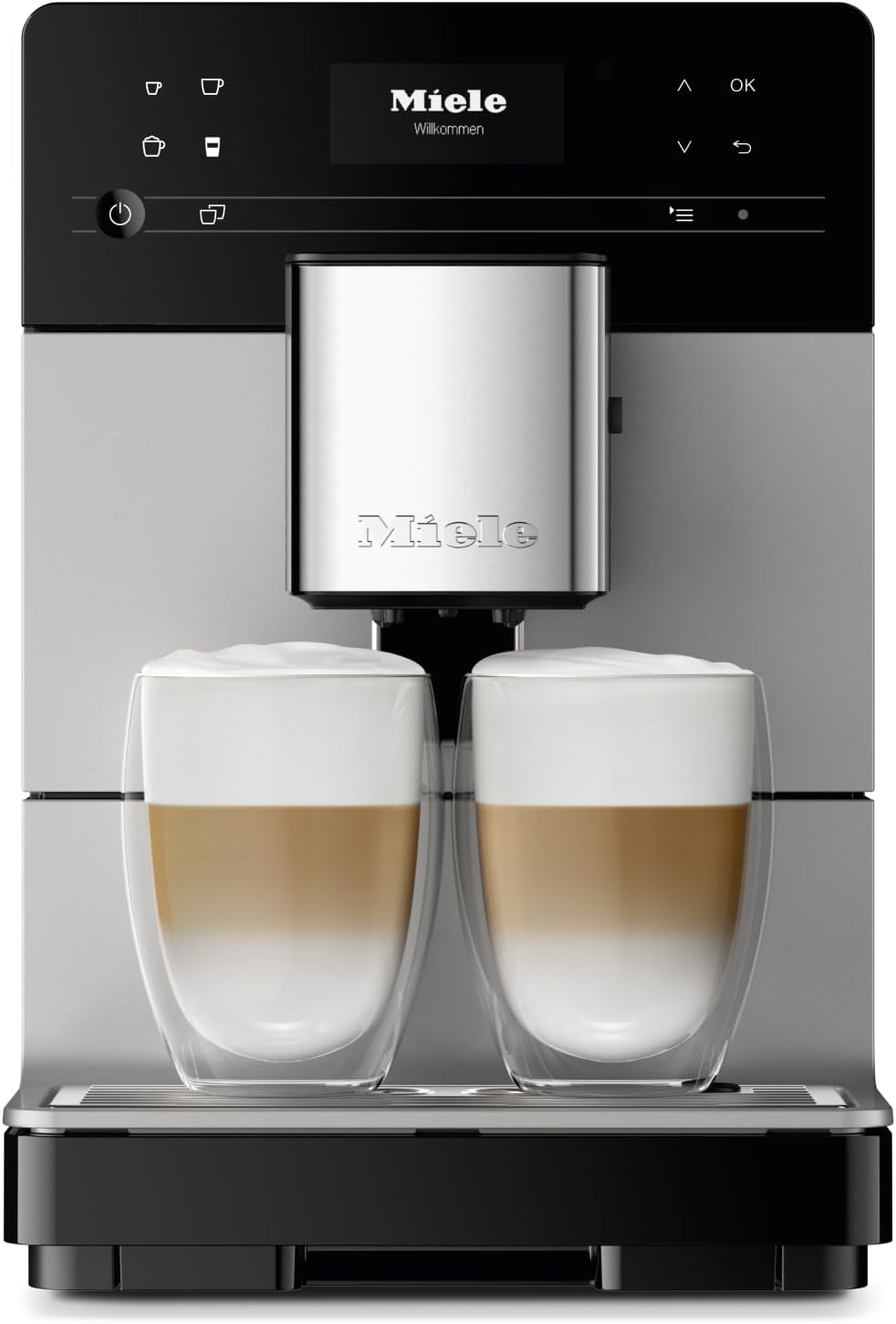 Miele CM 5510 Silence Automatic Coffee Machine - With OneTouch for Two, AromaticSystem, Individual Profile Settings, and Cleaning Programs, in AluSilver Metallic Finish