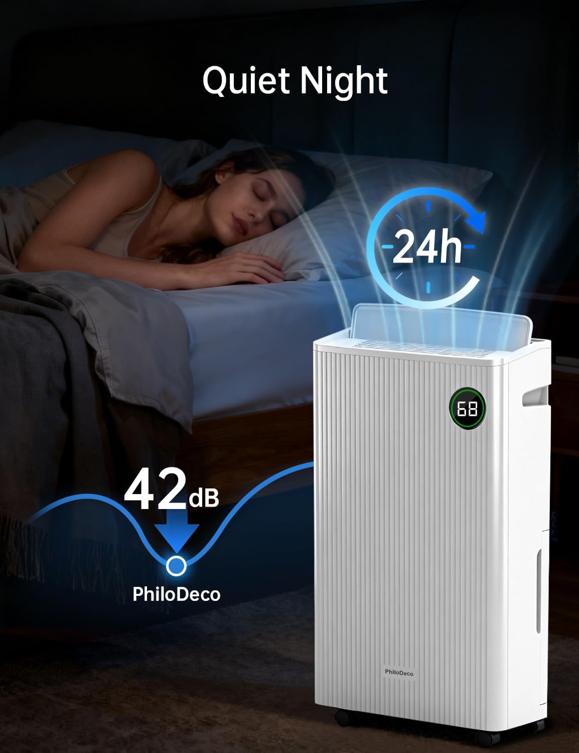 4500 Sq.Ft Dehumidifier with Drain Hose Max 80 Pint, Automatic Defrosting, Intelligent Humidity Control with 24HR Timer, Smart Quiet Dehumidifier, for Basement, Bathroom, Bedroom, Home, White