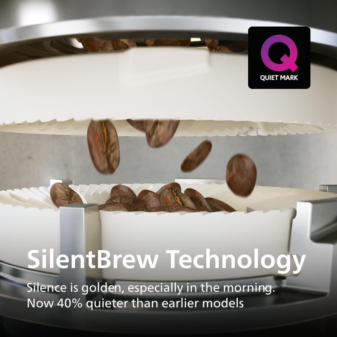 Philips 3300 Series Fully Automatic Espresso Machine with LatteGo Milk System and integrated grinder, 6 Hot & Iced Coffee Pre-Sets, 40% Quieter SilentBrew, 15-Bar Pressure, Glossy Black (EP3341/50)