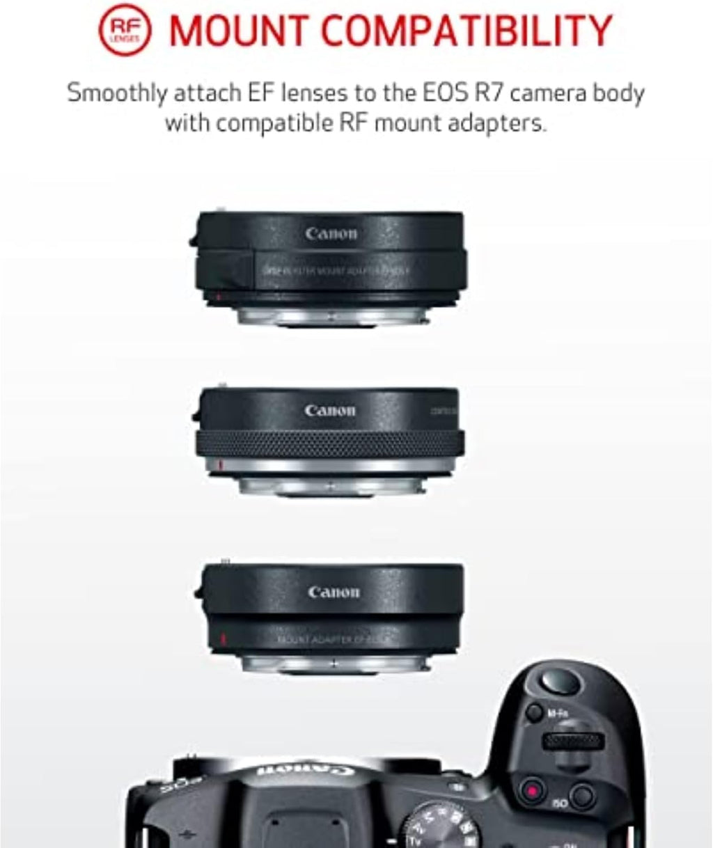 Canon EOS R7 Mirrorless Camera (Body Only), Hybrid Camera, 32.5 Megapixel (APS-C) CMOS Sensor, 4K Video, for Sports, Action, Content Creators, Vlogging Camera, Black