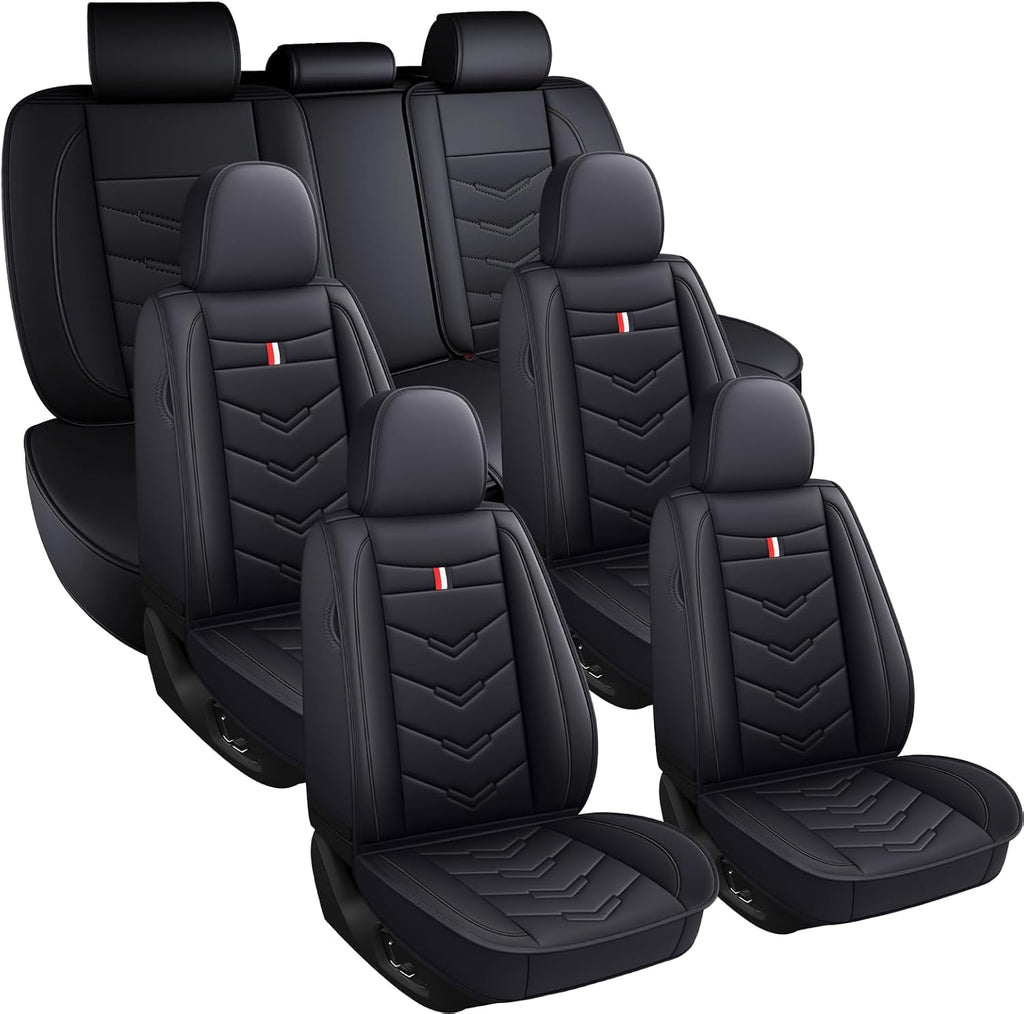Car Seat Covers 7 Seats for Ford Expedition 2005-2025, Waterproof Durable Leather Vehicle Cushion Covers, Breathable Full Coverage Seat Protector(Standard,Black)
