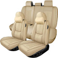 Full Set Seat Covers for Chevrolet Blazer EV 2024 2025,Leather Car Seat Cover,Soft Seat Cushion Covers with Airbag,Waterproof Automobile Seat Protectors for Blazer EV(Beige,Deluxe)