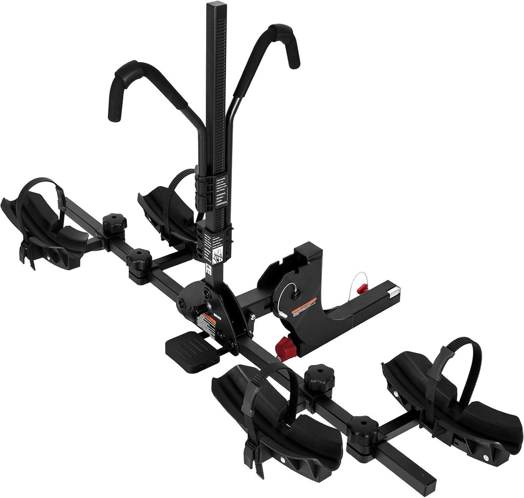 WEIZE 2 E Bike Rack Hitch Mounted, Wobble Free Smart Tilting Folding 2 Bicycle Electric Bike Racks with Lock, 2' Hitch Fits Up to 160 lbs Capacity with Up to 5.5' Fat Tires for Car, SUV, Trucks