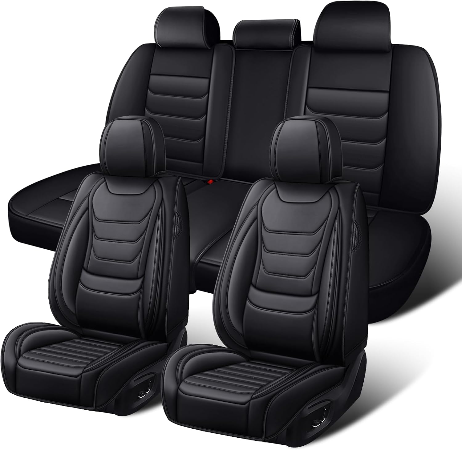 Fit for Chevrolet Tahoe 2009-2025 Custom Seat Covers, PU Leather Car Seat Covers, Full Coverage Protection, Thick Cushioning Seat Protectors(Standard Full Set/Black)
