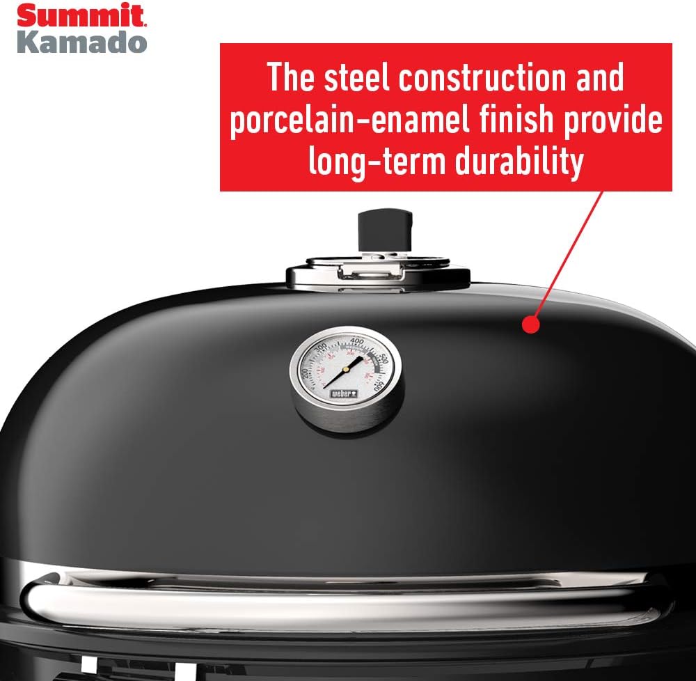 Weber Summit® Kamado E6 Charcoal Grill, Black – Dual‑Walled Insulated Steel Kamado with 24' Cooking Area, Porcelain‑Enameled Kettle & One‑Touch Cleaning System